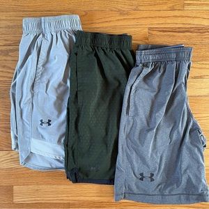 Under Armour Mens Shorts Athletic Bundle of 3 Medium Green Grey